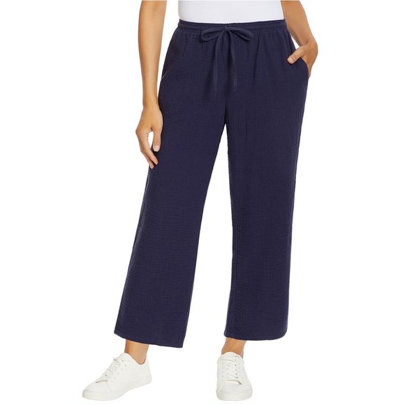 NWT Jessica Simpson Women's Gauze Pull On Ankle Pants Navy Size S $60 FLI171 - Picture 1 of 3
